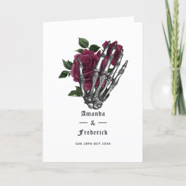 Burgundisk blomster skelett gotiskt bröllop program