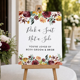 Burgundisk blomsterbröllopsceremoni Välj en platss Poster