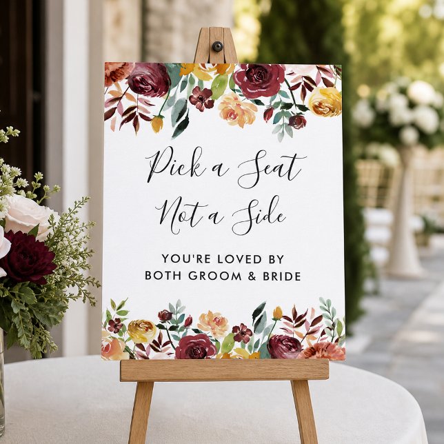 Burgundisk blomsterbröllopsceremoni Välj en platss Poster (Skapare uppladdad)