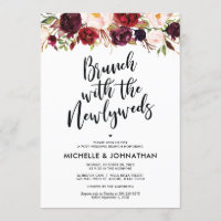 Burgundisk blomsterbukett efterbröllopsbrunch-inbj