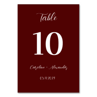 Burgundisk Boho Modern Elegant Unik Bröllop Bordsnummer