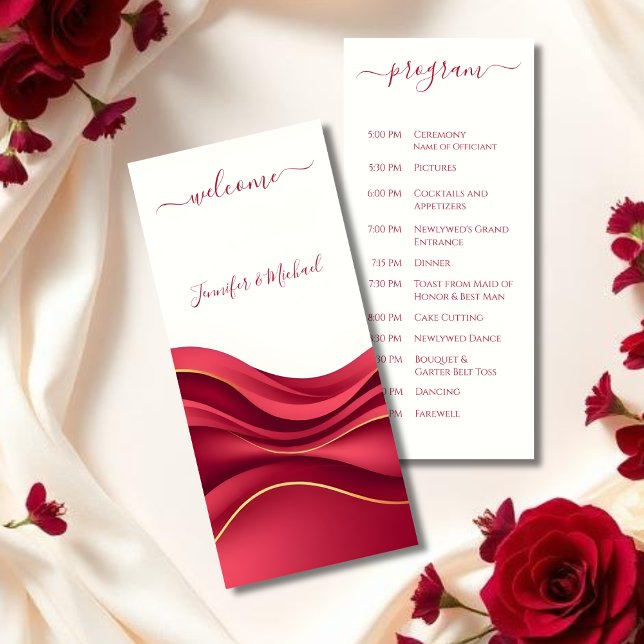 Burgundisk Bröllop Program (Burgundy Wedding Program )