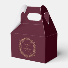 Burgundisk Champagne Toile Blommig Ram Bröllop Presentaskar