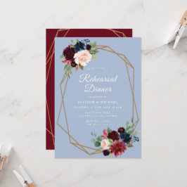 burgundisk dammig, blå geometrisk repetitionsmidda inbjudningar