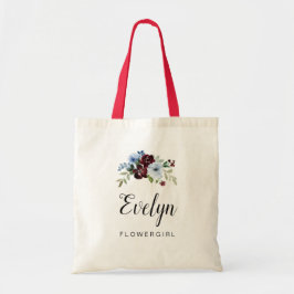 burgundisk dammig Blommerflicka Tote Bag Tygkasse