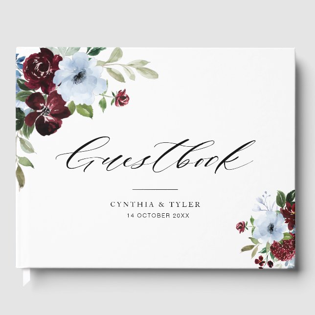 burgundisk dammsugare av bröllop gästböcker (Framsida)