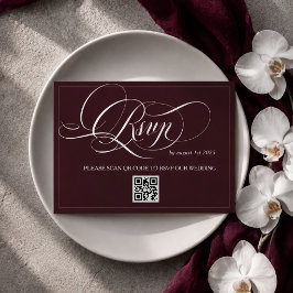 Burgundisk Elegant Kalligrafi Bröllop OSA Kort