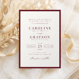 Burgundisk Elegant Typografi Klassisk Bröllop Inbjudningar
