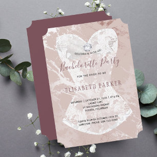 burgundisk glitter marble bachelorette-fest inbjudningar