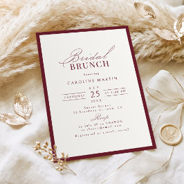 Burgundisk graciös skrifttypografi bröllopsbrunch inbjudningar