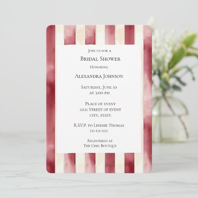 Burgundisk krämrandig möhippa inbjudningar (Stående Fram)