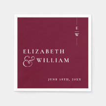 Burgundisk minimalistisk elegant monogram bröllop