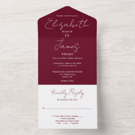 Burgundisk minimalistisk elegant script bröllop