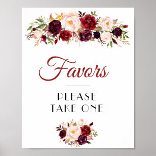 Burgundisk och blommigt-favorittecken poster