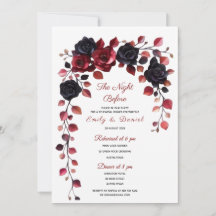 Burgundisk och svart blomsterinbjudan till repetit