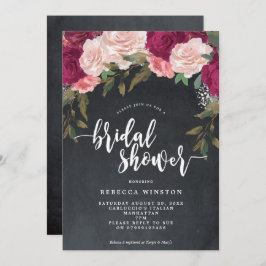 Burgundisk rosa blommigt möhippa inbjudan