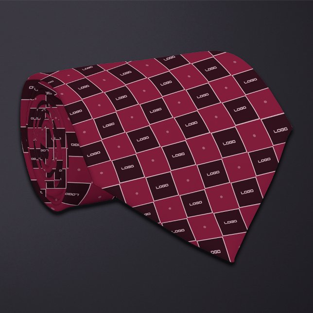Burgundisk schackbrädemönstrad logotyp slips (Skapare uppladdad)