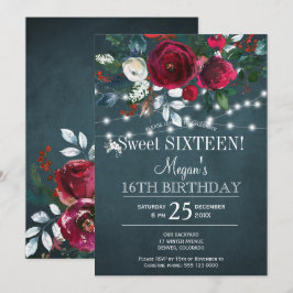 Burgundisk sweet sixteen för elegant av vinter-blo inbjudningar