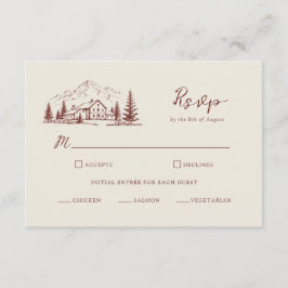 Burgundisk tall vinterbröllop RSVP-kort Tilläggskort