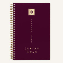 Burgundisk vin glänsande guld elegant monogram