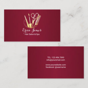 Burgundisk vin & Golden Beauty Salong Visitenkort Visitkort