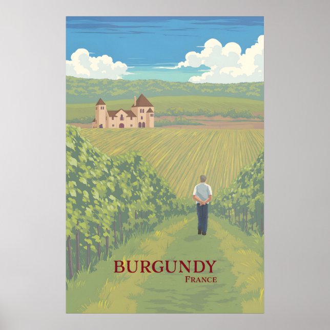 Burgundisk vinregion Frankrike Resaaffisch Poster (Framsidan)