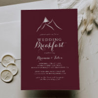 Burgundisk vit mountain wedding frukost