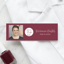 Burgundisk vit script logotyp foto nagelkonstnärsa