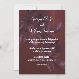 Burgundiska blad rustik vintage bröllopsinbjudan inbjudningar