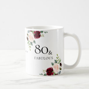 burgundiska blommor: 80:e födelsedagspressen kaffemugg