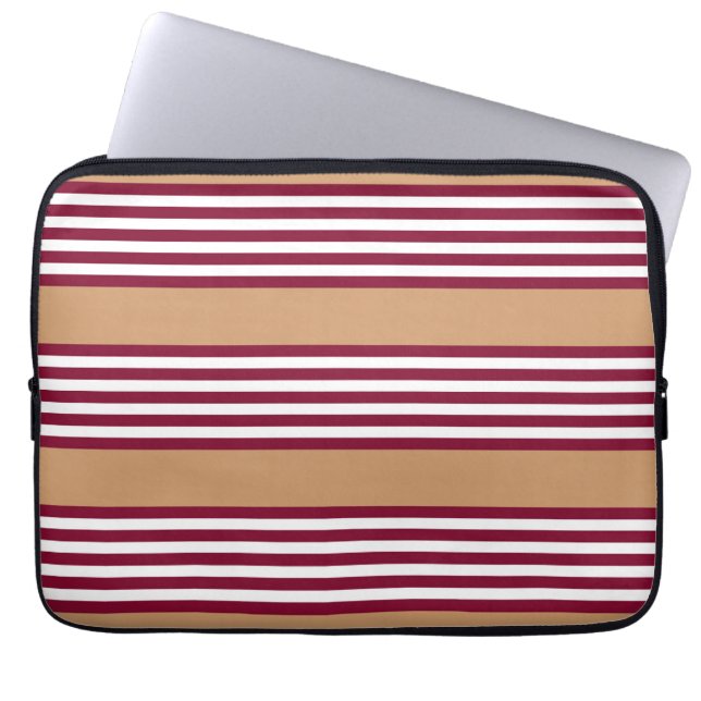 Burgundött fem rand mönster laptop fodral (Framsidan)