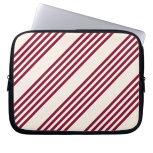 Burgundött och beige fem rand mönster laptop fodral