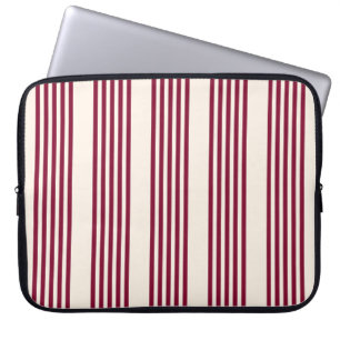 Burgundött och beige fem rand mönster laptop fodral
