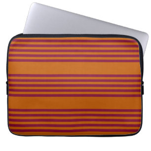 Burgundött och bränt orange fem rand mönster. laptop fodral