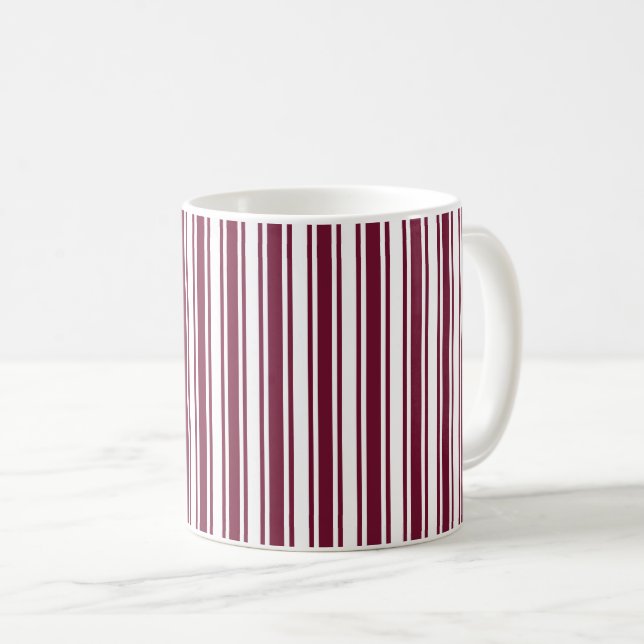 Burgundröd och vit kandy rand kaffemugg (Framsida höger)