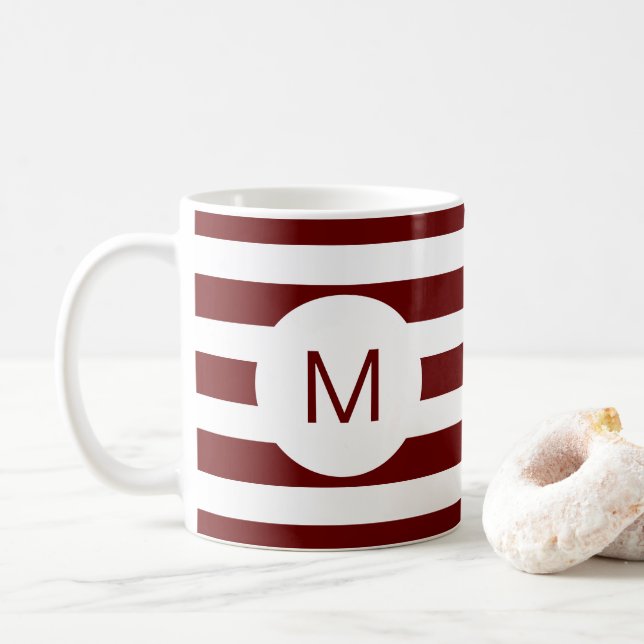 Burgundsyrad (eller Anpassningsbar Färg) monogram Kaffemugg (Med munk)