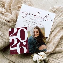 Burgundy 2026 Foto Examenfest \n or Inbjudningar