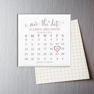 Burgundy 5 raders kalender Spara datumet Bröllop Magnet