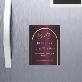 Burgundy 60-årsdagen Spara datum magneter