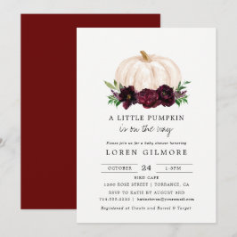 Burgundy A Little Pumpkin Baby Shower Inbjudningar