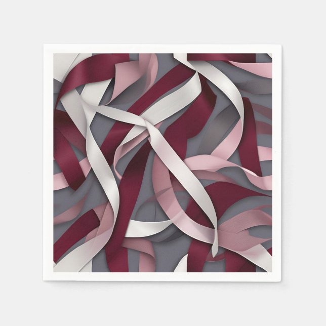 Burgundy Abstrakt Ribbon Pappersservett (Framsidan)