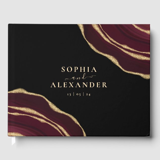 Burgundy agate gästböcker (Framsida)