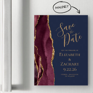 Burgundy Agate Guld Navy Magnet Spara Datum