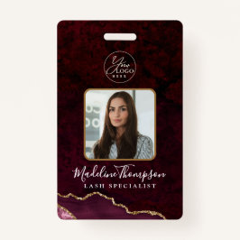 Burgundy Agate Marble Business Logotyp Company ID