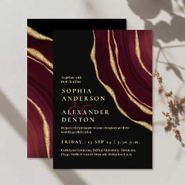 Burgundy agate mörk bröllop inbjudningar