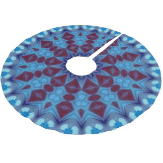 burgundy and blue 001 Tree Skirt Julgransmatta Borstad Polyester
