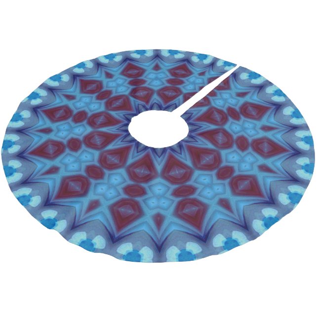 burgundy and blue 001 Tree Skirt Julgransmatta Borstad Polyester (Vinklad)