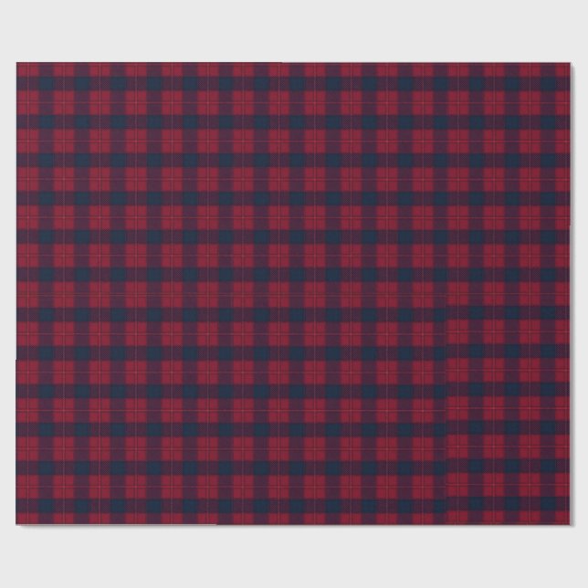 Burgundy and Blue Plaid Holiday Wrapping Paper Presentpapper (Platt)
