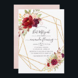 Burgundy and Blush Boho Geometric Bat Mitzvah Inbjudningar<br><div class="desc">Blush pink and burgundy (marsala) bat mitzvah invitation with faux gold glitter geometric frame and elegant handwriting typography.</div>