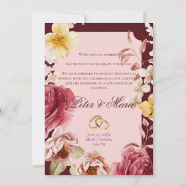 Burgundy and Blush Geometric Floral Wedding Inbjudningar